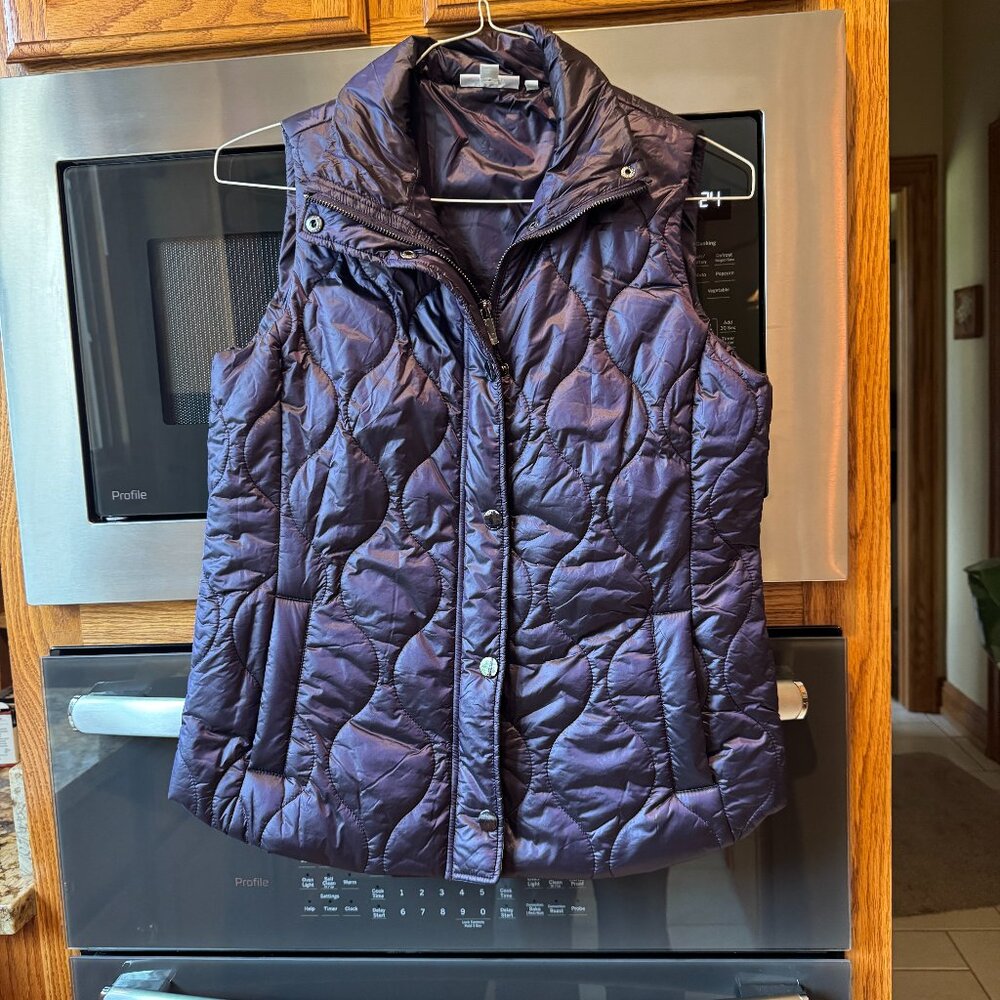 Chico's Quilted Sleeveless Vest with Stand-Up Collar Deep Purple S (4)